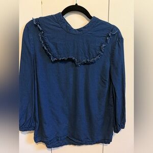Amour Vert Blue Ruffle Top